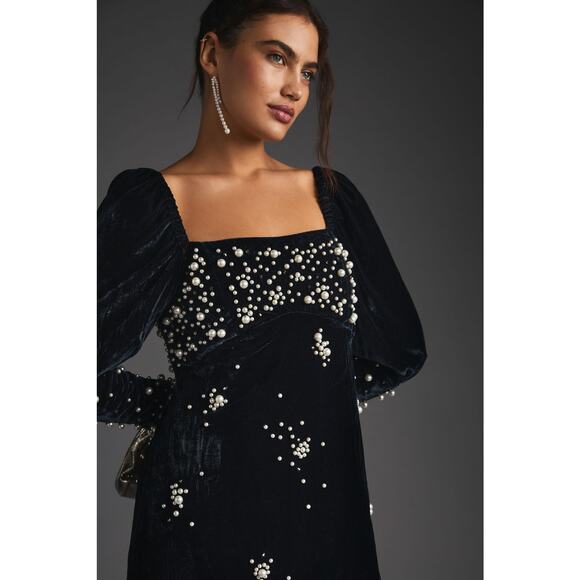 Anthropologie Maeve Embellished Velvet Dress - New - Size XXS - Picture 3 of 7